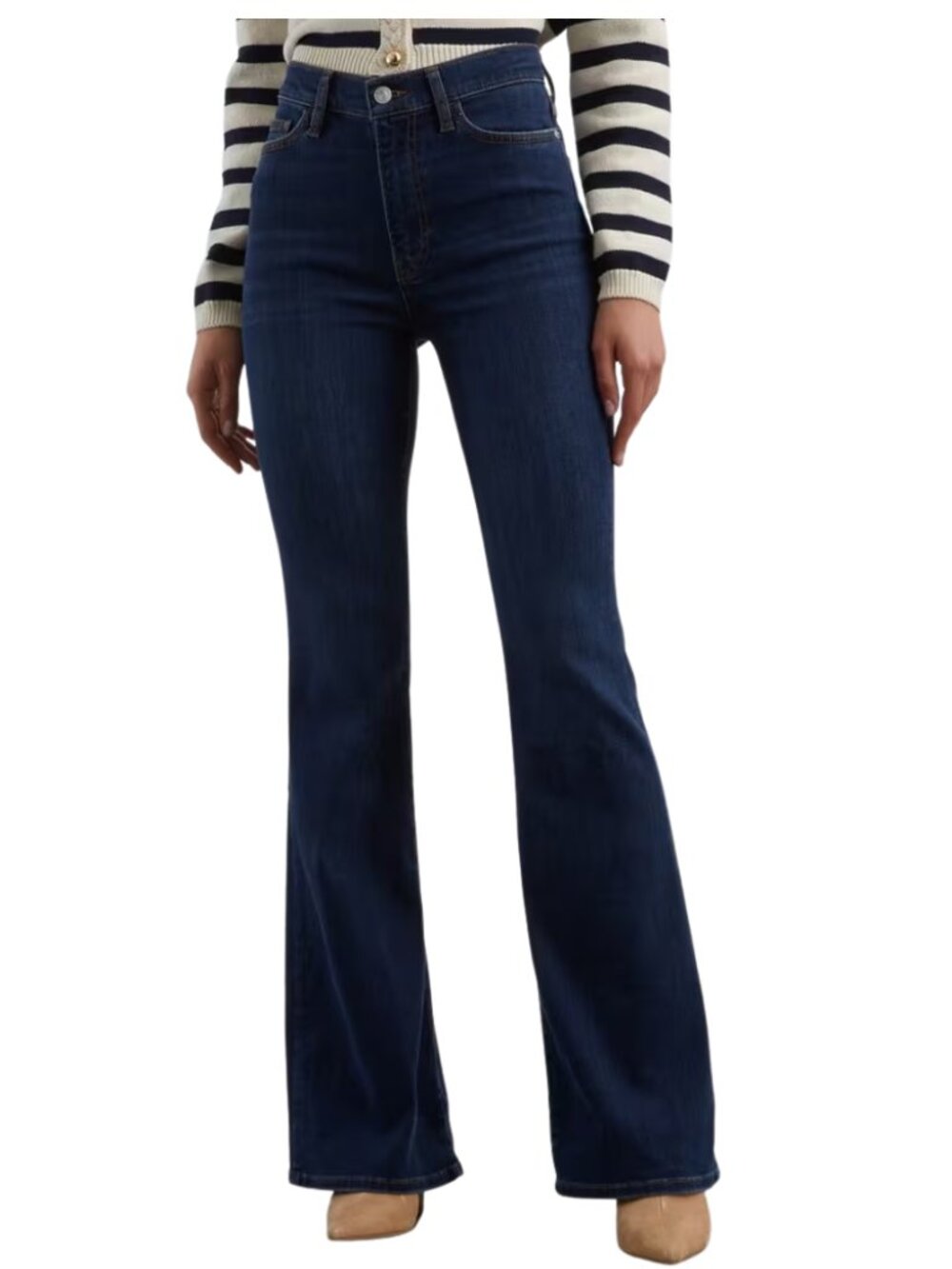 FRAME Le High Flare Jeans Cropped High Rise Flare Denim Size 26 Raw Hem Cut Off - Picture 2 of 8